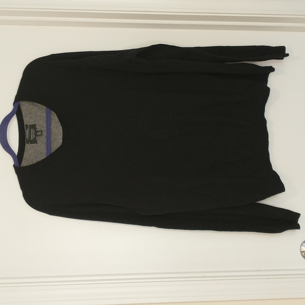 Nordstrom black cotton cashmere blend vneck sweater